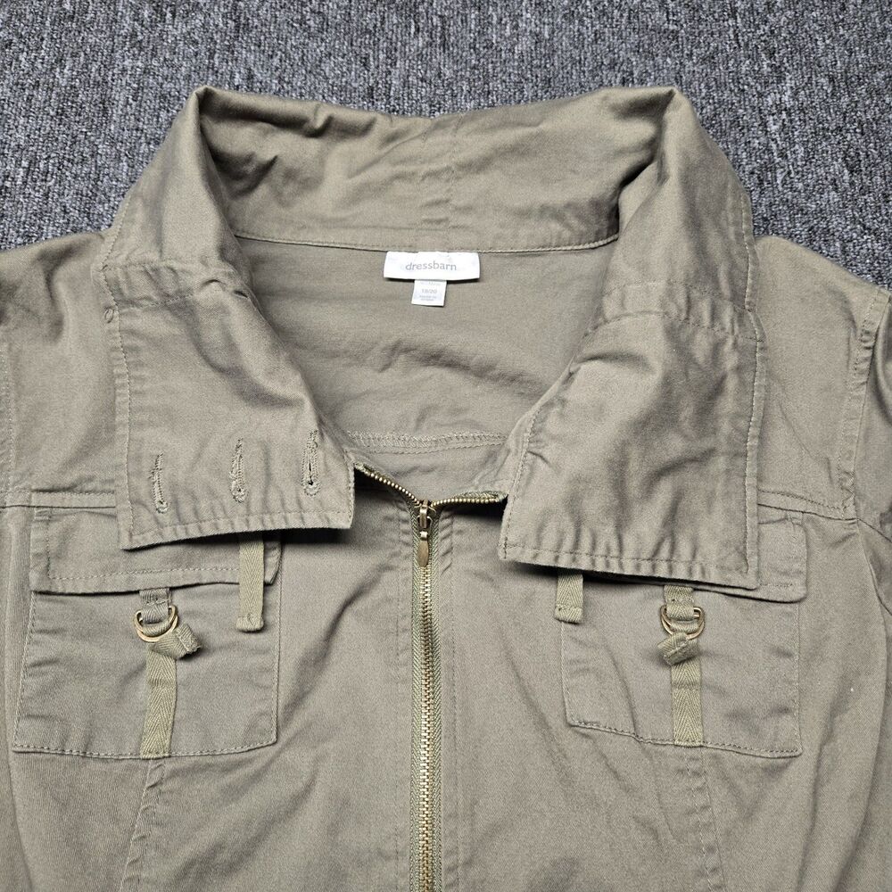 Dressbarn Utility Jacket Womens Plus 18/20 Army Green Military Cargo Shacket
